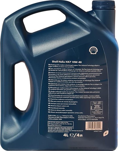 SHELL Helix HX7 10W-40 4L Motoröl Schmiermittel Auto halbsynthetisch Schutz - Bild 2 von 2