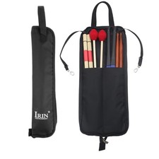 Portable Drumstick Bag with Hooks for Drum Set Mallets and Sticks Black