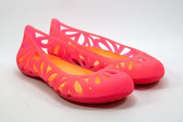 Crocs Adrina Cut Out Ballet Flats Pink Orange Womens AU US 6 EU 36 37 Comfort EC