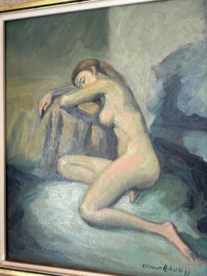 Vintage (Antik Stil) Öl Portrait Gemälde einer jungen Dame. Frau. Akt