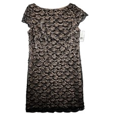 Jessica Howard 12 Sequin Lace Shift Dress Black Nude Cocktail Party Event NWT