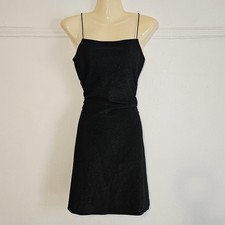 Hm Divided Mini Dress S Black Spaghetti Strap Shimmer Slip Short
