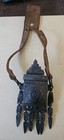 Antique 19th C Old Militia Ottoman Gun powder Holder Box Bronze w Leather Strap — photo 1
