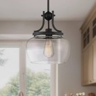 Kristov Black Mini Pendant 10 1/2" Wide Industrial Clear Glass for Dining Room