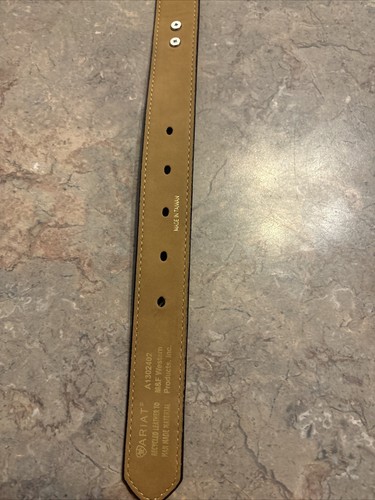 Ariat Western Girls Size 22 Belt Brown Leather Turquoise Inlay SilverTone Buckle - Picture 3 of 10