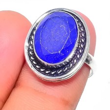 Blue Onyx Gemstone 925 Sterling Silver Jewelry All Size Ring For Gift