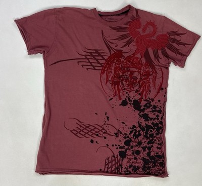 Edward Dada Graphic T-shirt Men Small Red Short Sleeve Distressed Y2K