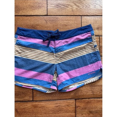 Patagonia Women's Sz 10 Wavefarer Board Shorts 5'' inseam Striped Nautical Swim