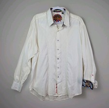 Robert Graham White Long Sleeve Button Up Mens XL Striped Contrast Pattern