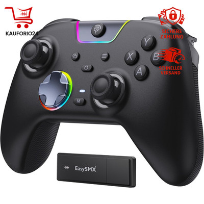 Wireless Controller PC Gaming Controller Schwarz mit 1000mAh Akku und