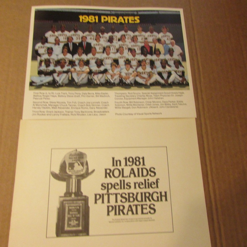 2 1981 Pittsburgh Pirates Baseball Team Hero Cards Help the Animals