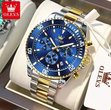 OLEVS Men's Luxury Quartz Watch Chronograph Stainless Diver 30M Waterproof