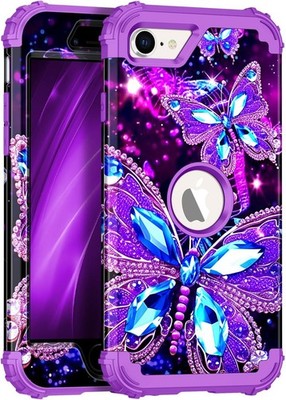 iPhone SE 2022/2020 Case, Glow in The Dark Three Layer Heavy Duty Shockproof Bum