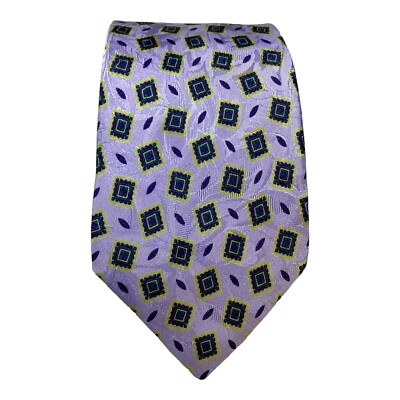 E' GUIDO TONELLO Purple Geometric Silk Tie Hand Made in Italy 58''/3.5'' EX CD