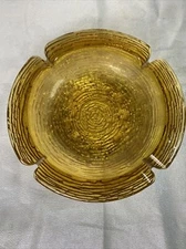 Vintage Anchor Hocking Glass Ashtray Soreno Honey Amber MCM 8.5in Large
