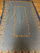 Noble Excellence Blue Red Gold Floral 79” X 108” Tablecloth RN 95666