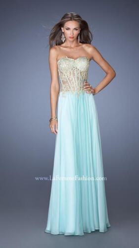 $450 NWT SEAFOAM CORSET LA FEMME PROM/PAGEANT/FORMAL DRESS/GOWN 19593 SIZE 8 - Picture 2 of 9
