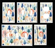 ABSTRACT TREES #1 WATERCOLOR LIGHT SWITCH COVER PLATE OR OUTLET COVER