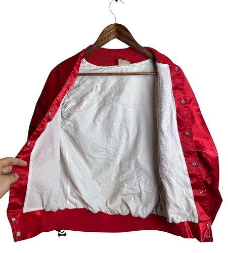 Vintage 80’s West Garden Grove All Stars Men’s Satin Red Baseball Jacket Size L - Picture 4 of 6
