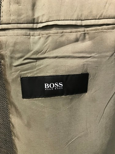 HUGO BOSS Men Sport Coat Jacket 42R BROWN LINEN WOOL 2 Button 1/2 LINED 2 Vents* - Picture 4 of 11