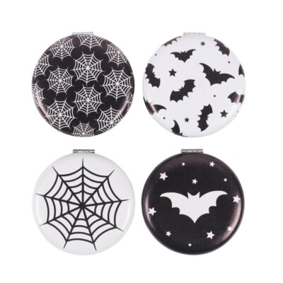 SÜSSE GOTH SAMMLERSTÜCKE FLEDERMÄUSE UND SPINNNETZE KLEINE KOMPAKTE SPIEGEL, 6,5cm (90522)