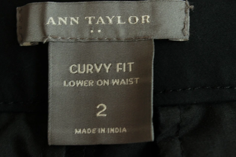 PANTALONES CORTOS ANN TAYLOR Talla 2 CURVY Mujeres NEGRO Chino Sarga Bermudas Caminar Elásticas Foto 4 de 4