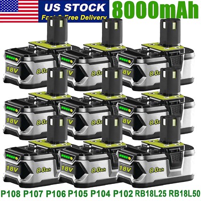 18V 8.0Ah High Capacity Lithium-Ion Battery For Ryobi One+ P108 Tools - 5 Yr Warranty
