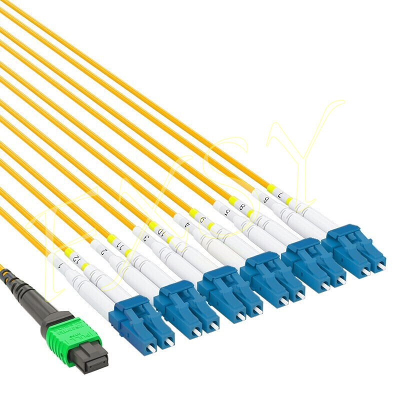Cavo Jumper MPO Maschio A 6 LC Duplex OS2 SM Fibra Ottica - 1-20m, Giallo