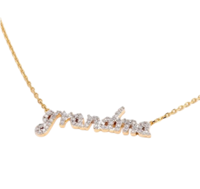 QVC Affinity Sterling Silver Diamond GRANDMA Script Necklace 14K