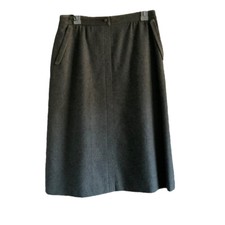 Women's Vintage Del Mod Grey Wool Pencil Skirt Size 40 Pockets Button Waist