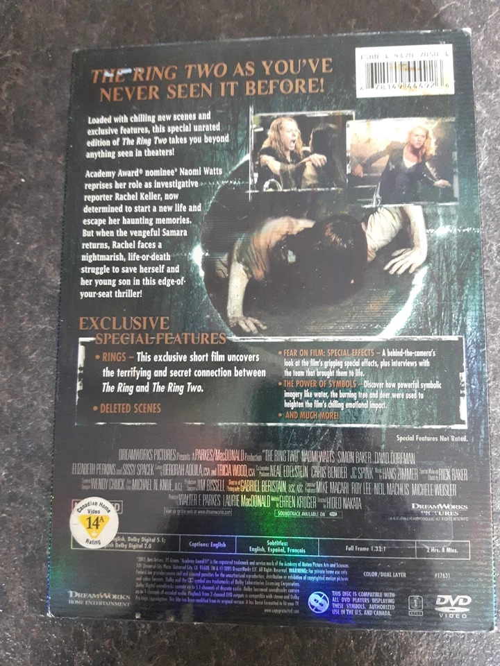 The Ring Two 2005 DVD Movie Full Screen Good Condition - Image 2 of 2