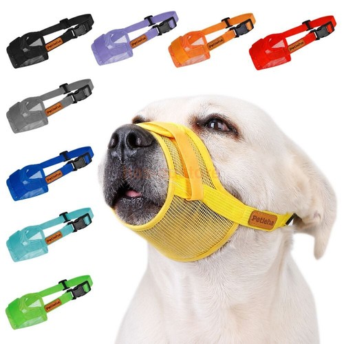 Dog Puppy Muzzle Anti Bite Stop Barking Chewing Mesh Mask Training Small Large - Picture 2 of 21