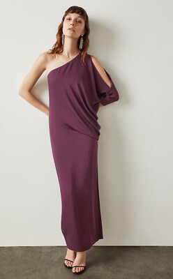 NWT $298 BCBGMAXAZRIA SIZE XXS VENETIAN ROSE CASCADING ONE SHOULDER GOWN