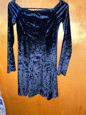 womens hollister Crushed Velvet Off Shoulder Black dress Size Small | eBay