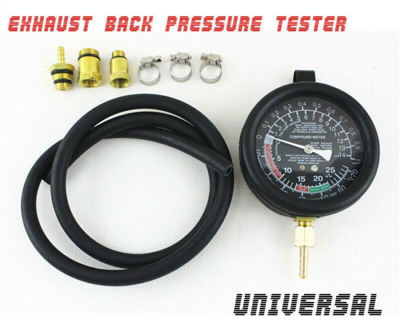 Car Engine Exhaust Back Pressure Tester Set Analog Pressure Gauge Test