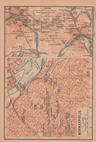 MINNEAPOLIS Original Map City Plan 1905 U.S. MINNESOTA - Picture 5 of 8
