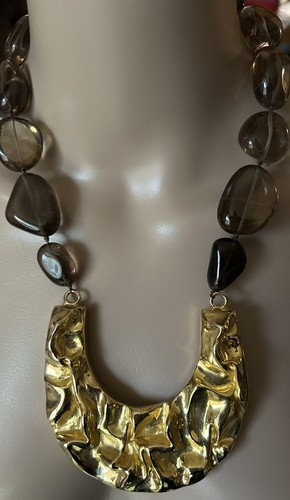 VINTAGE Luxury JAMES GALANOS Haute Couture 60s Custom STATEMENT Gold Necklace - Picture 2 of 15