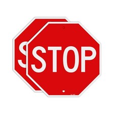 2Pk Stop Sign Slow Warning Sign Reflective Aluminum Street Road Sign, 12x12 Inch