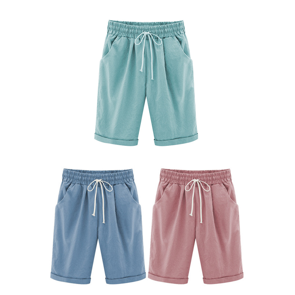 NEW Women Fashion Drawstring Elastic Waist Knee Length
