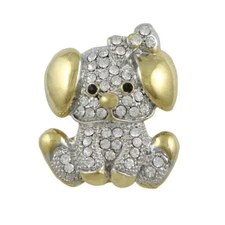 Lilylin Designs Gold and Silver Crystal Cute Puppy Dog Brooch Pin