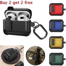 For Apple AirPods 1/2/3 Pro Armor Case Protective Cover Rugged Shockproof  Clip