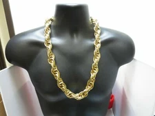 16MM 14KT  YELLOW GOLD PLATED 26 INCH  RUN DMC BLING BLING ROPE CHAIN