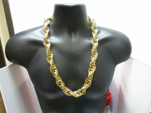 16MM 14KT  YELLOW GOLD PLATED 26 INCH  RUN DMC BLING BLING ROPE CHAIN - product listing photo