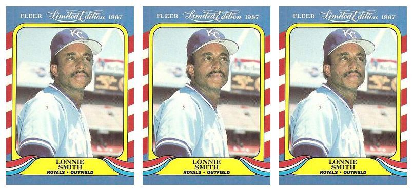 (3) 1987 Fleer Limited Edition Baseball #40 Lonnie Smith Lot Kansas City Royals