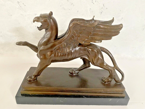 Handgefertigt Bronze Greif von Branitz -Fabelwesen Bronze Figur auf Marmorplatte - Bild 12 von 12