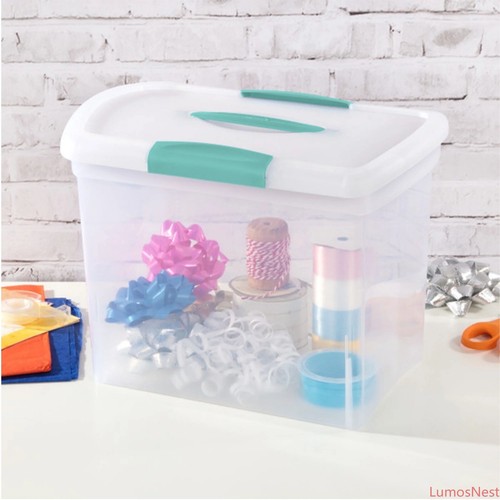 Large Clear File Box w/ Handle, Nesting, 12 Pack - Picture 5 of 6