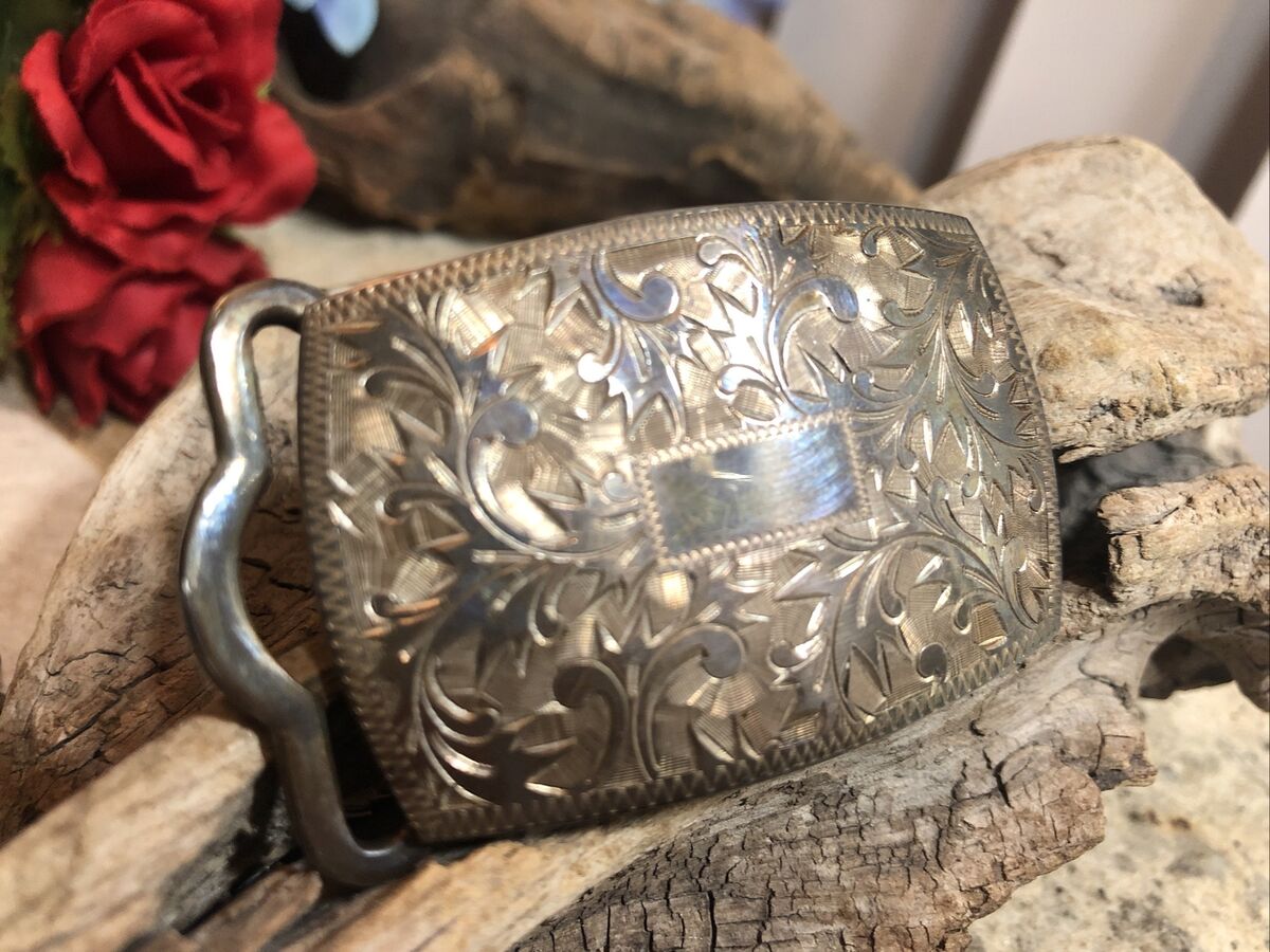 KINKI SHARYO CO. SILVER Engraved Belt Buckle Japan KINKI SHARYO CO. SILVER Engraved Belt Buckle Japan