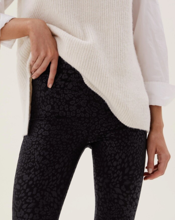 Ex Mu0026S Pull On Coated Jeggings Cotton High Waist Added Stretch Marks u0026  Spencer | eBay