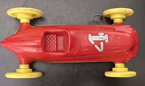 Vintage 1950s RELIABLE Canada Hard Plastic Wind-Up Racing Car #4 Missing Steeri - Picture 5 of 6