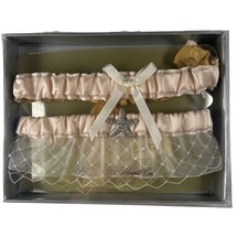 Wedding Garter Set Destination Romance Starfish Charm Beige Lace 1 Toss 1 Keep